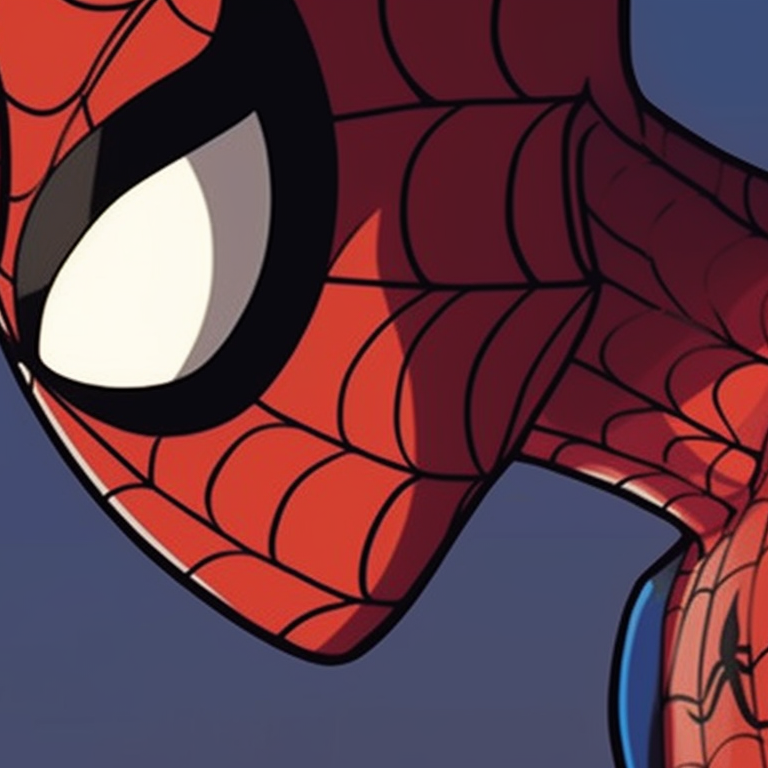 Two Spiderman characters hanging upside down, dynamic perspective and vivid colors. cartoon matching spiderman pfp pfp for discord.