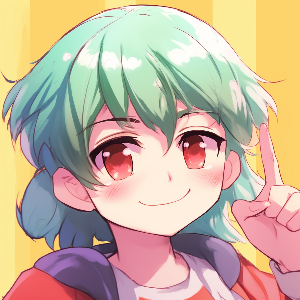 Smirking pose of Anime meme boy, solid linework and warm colors. pfp with anime meme boy pfp for discord.