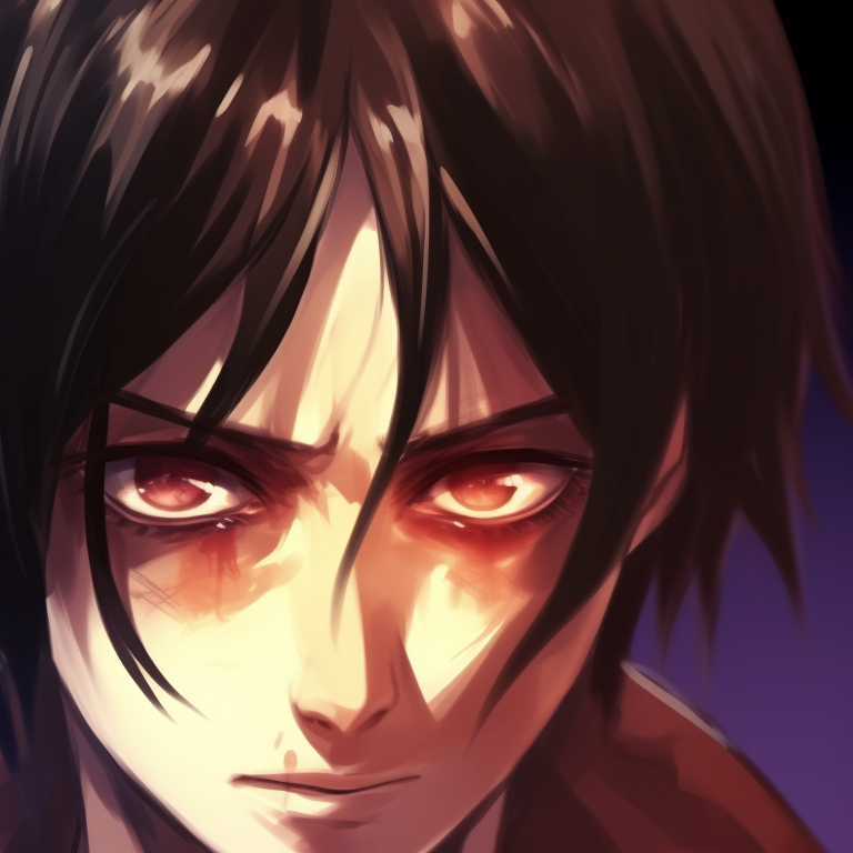 Eren and Mikasa amid pumpkin patch, earthy tones and traditional art style. eren and mikasa matching pfp with a spooky twist pfp for discord.