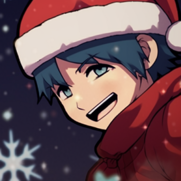 Naruto and Hinata sharing a moment under the mistletoe, close-up, soft shading and romantic mood. christmas naruto pfp match-up ideas pfp for discord.