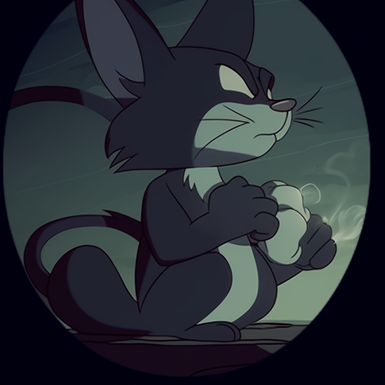 Tom and Jerry with a witch's broom, strong lines and mix of warm and cool hues. tom and jerry matching pfp halloween theme collection pfp for discord.