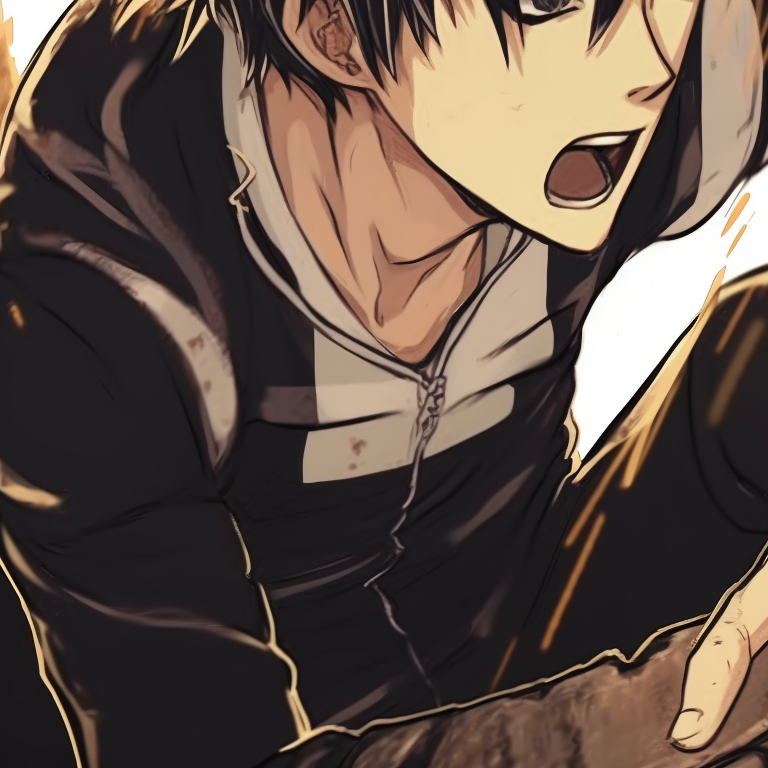 Two characters, Kobeni and Denji, silhouettes high above the city, vibrant sunset colors portraying a light mood. chainsaw man matching pfp tips pfp for discord.