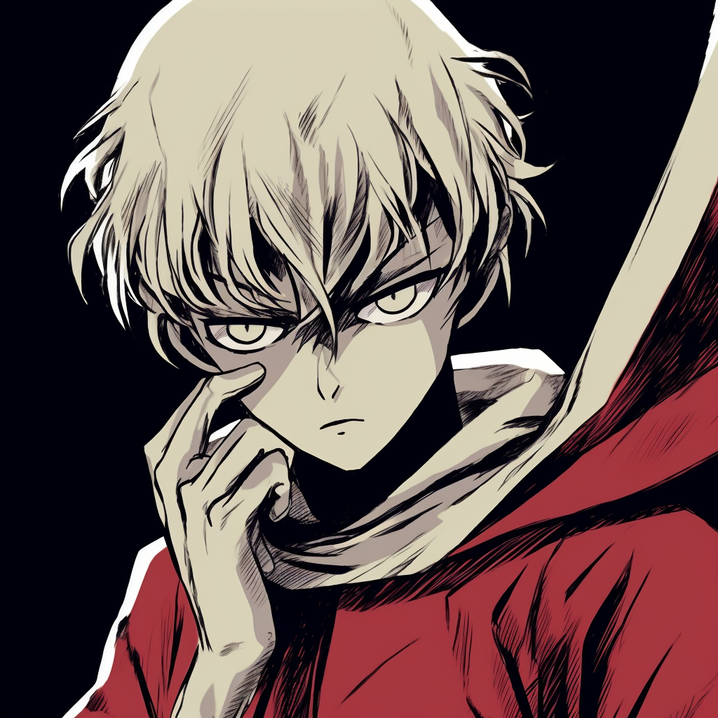 Saitama from One Punch Man, flat colors and simple lines. anime manga pfp for boys