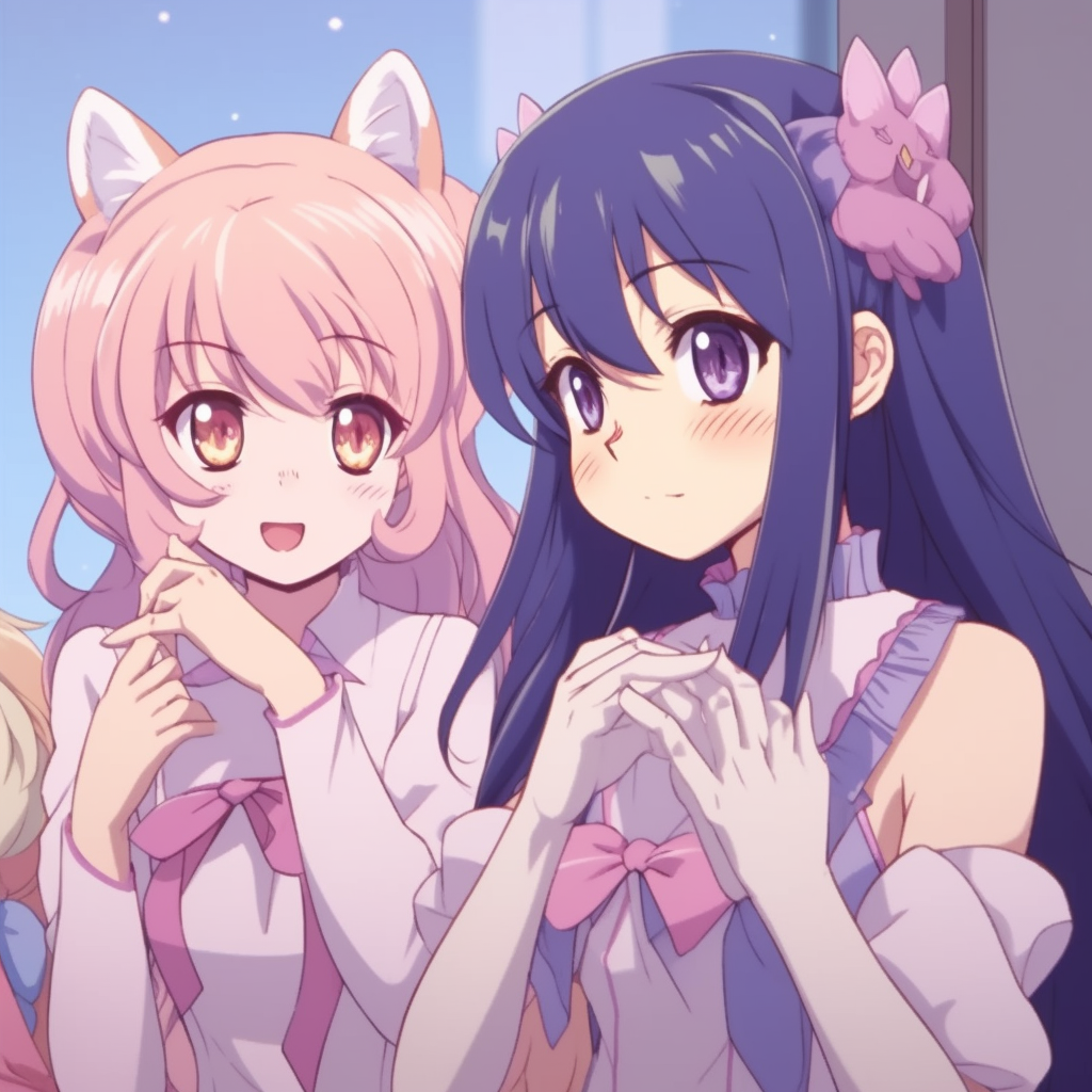 Profile of Mint and Ichigo, pastel color palette and bold lines. trending matching anime pfp best friends - female