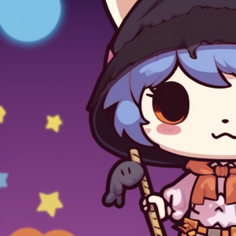 Close-up of two Sanrio characters, saturated colors and Halloween accessories sanrio halloween themed matching pfp pfp for discord.