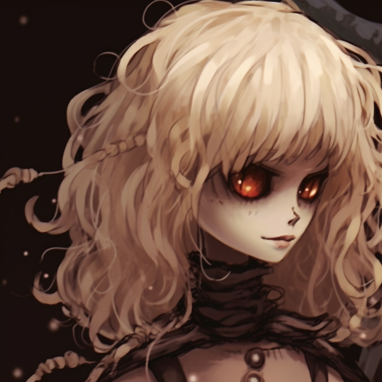 Two characters, celebrating amidst enchanted Christmas trees, eerie lights and haunting expressions. spooky christmas matching pfp designs pfp for discord.