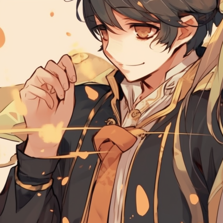 Two royal characters, detailed gold embroidery on outfits. Regal postures. exquisite golden pfp discord items pfp for discord.