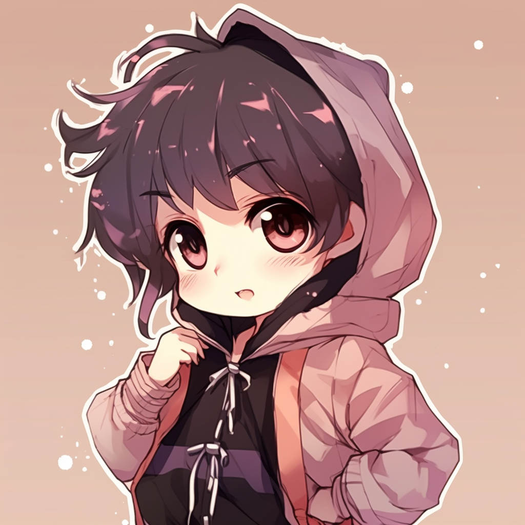 Chibi anime boy with expressive features, bold colors and crisp linework. big collection of aesthetic cute anime pfp pfp for discord.