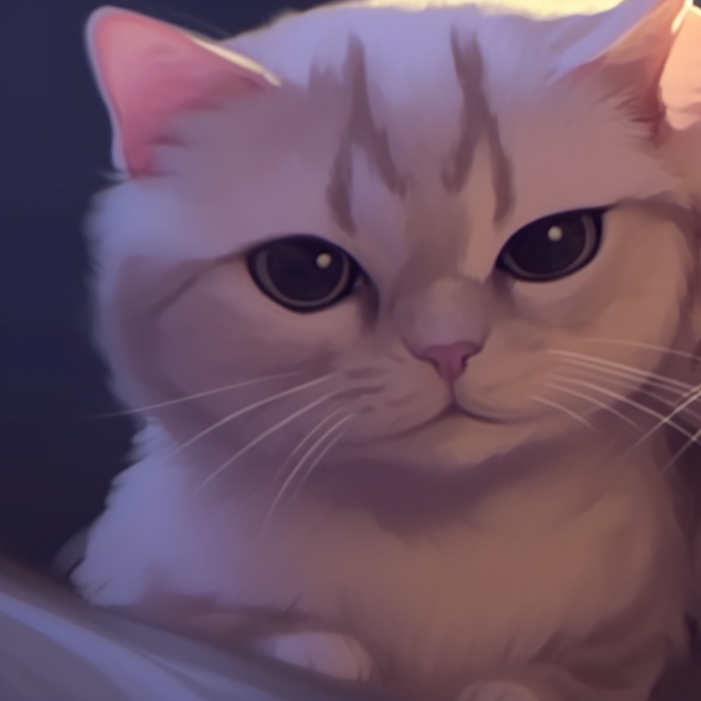 Two cat characters under the moon, soft colors and detailed shading. cute cat love matching pfp pfp for discord.