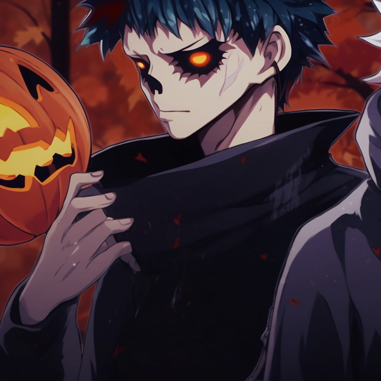 Two characters equipped with curse tools, gloomy atmosphere and dark colors. jujutsu kaisen halloween pfp themes pfp for discord.