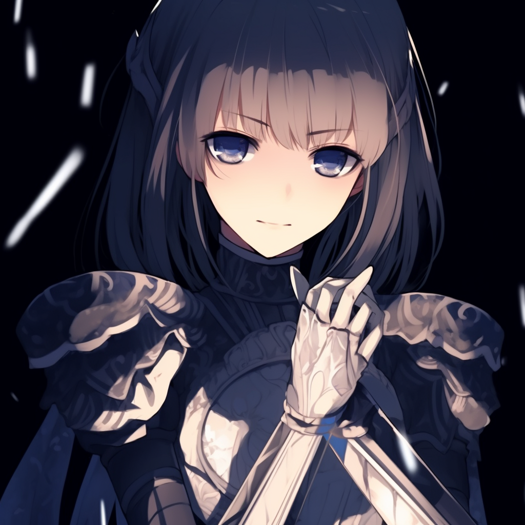 Saber from Fate/Stay Night holding the glowing Excalibur, vibrant blues and detailed armor. edgy anime pfp female characters
