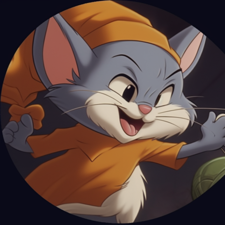 Tom and Jerry in a haunted house, prominent use of shadows and cool color tones. tom and jerry matching pfp halloween theme collection pfp for discord.