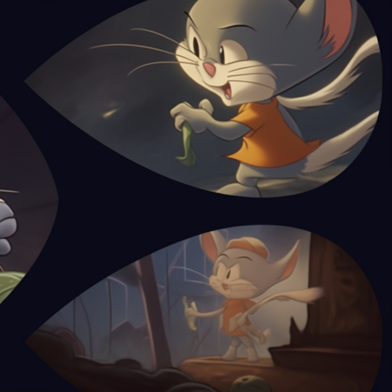Tom and Jerry in a haunted house, prominent use of shadows and cool color tones. tom and jerry matching pfp halloween theme collection pfp for discord.