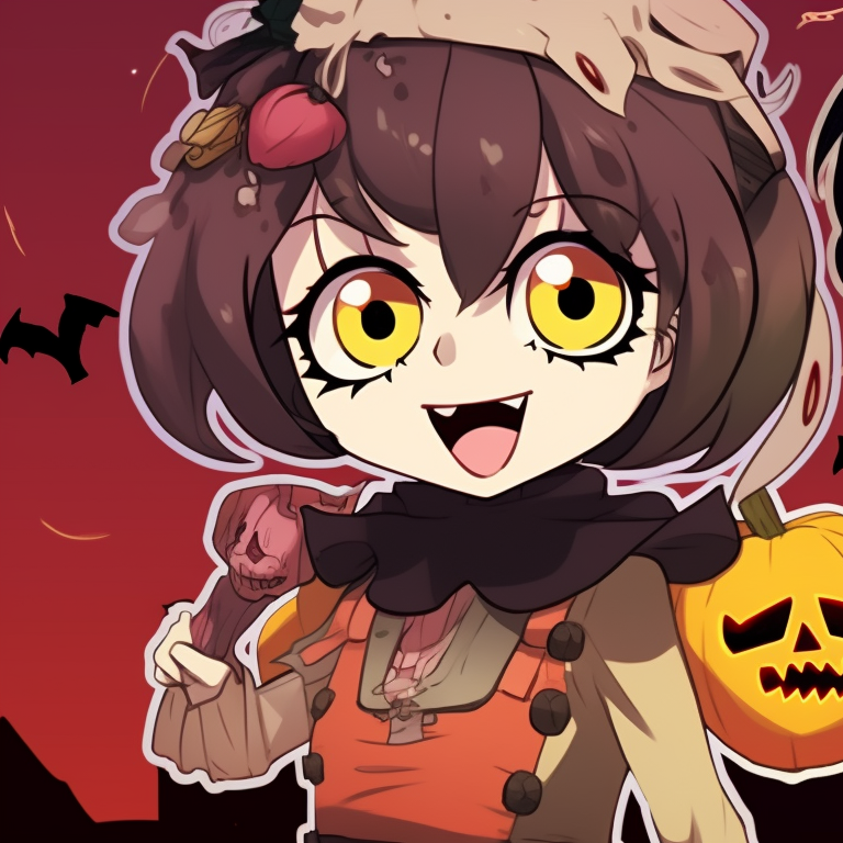 Two characters dressed as classic Halloween monsters, filled with playful cartoonish design. alternative aot matching pfp for halloween pfp for discord.