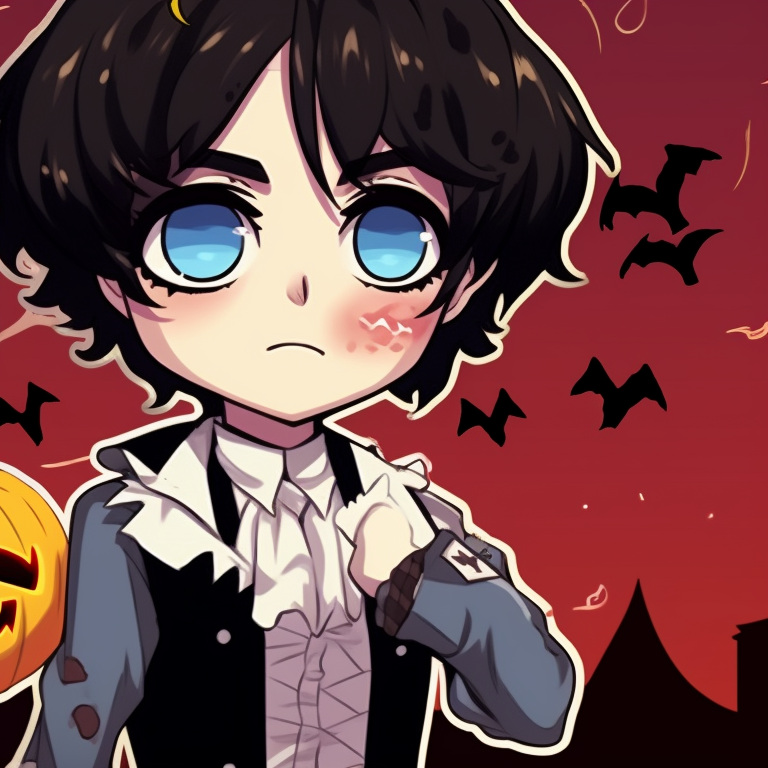 Two characters dressed as classic Halloween monsters, filled with playful cartoonish design. alternative aot matching pfp for halloween pfp for discord.