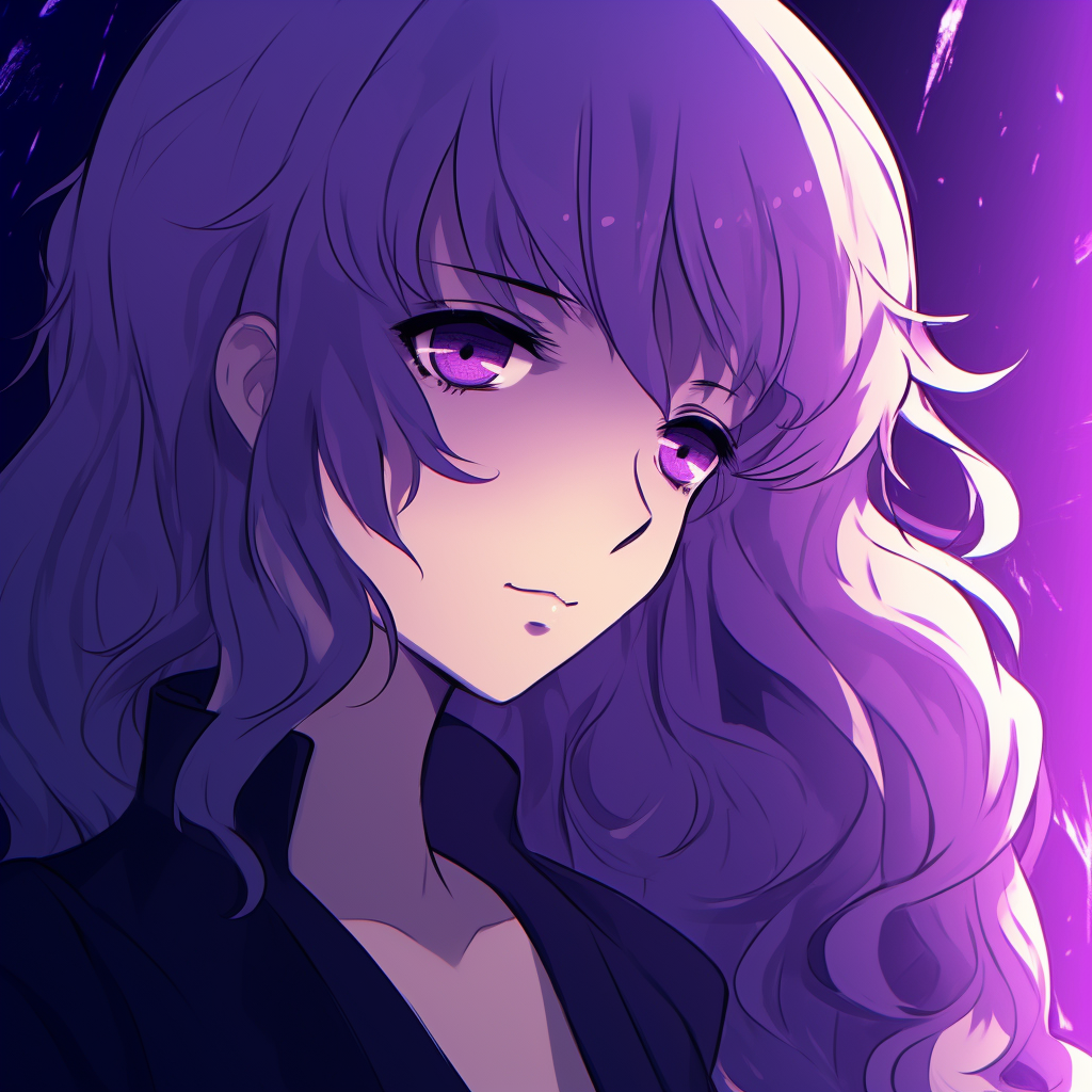 Yukari Yukino from The Garden of Words with her soft gaze, detailed drawing and purple gradient shadowing. anime purple pfp highlights pfp for discord.