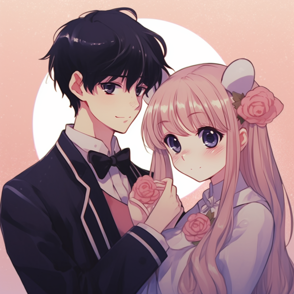Sailor Moon with her wand, and Tuxedo Mask with his rose in hand. Pastel colors and soft shading. ultimate relationship goal: matching anime pfp for lifelong couples