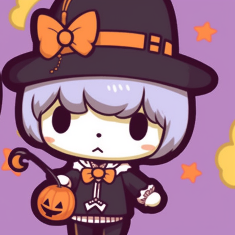Two Sanrio characters under a moonlit sky, rich colors and luminous glow. sanrio halloween themed matching pfp pfp for discord.