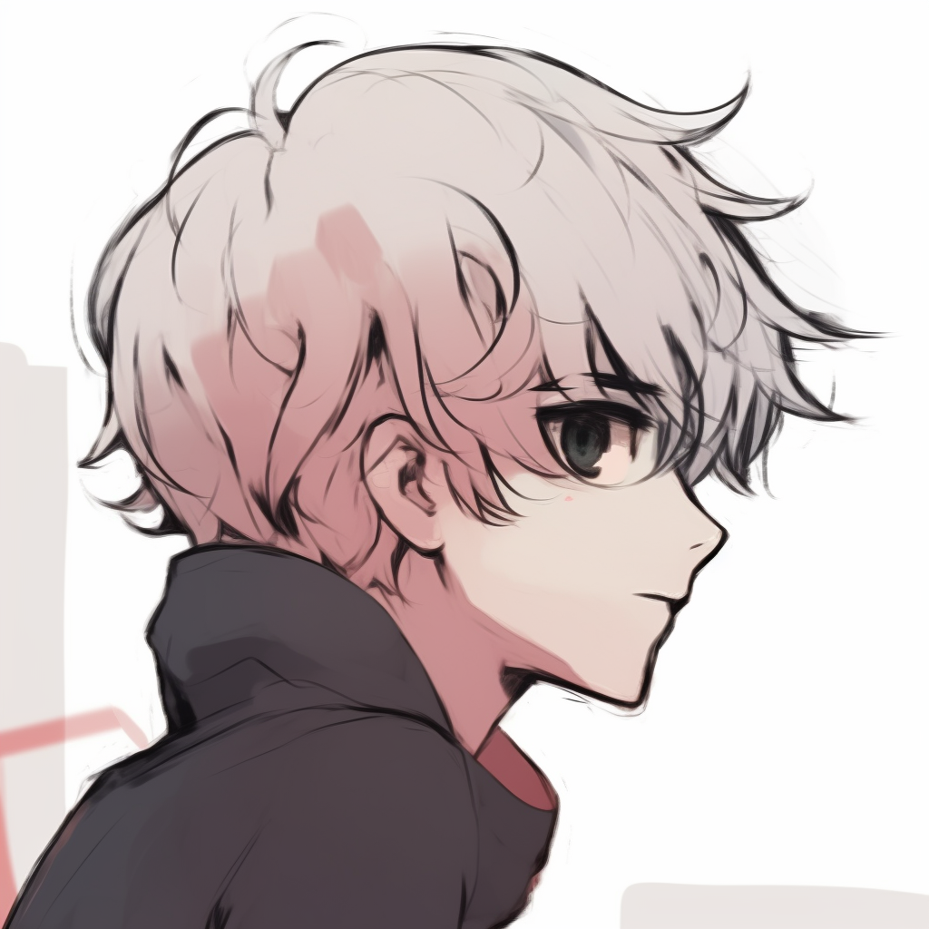 Close-up shot of an anime boy, focusing on his nuanced expression and eyes, soft pastel color palette. sus anime boy pfp imagery