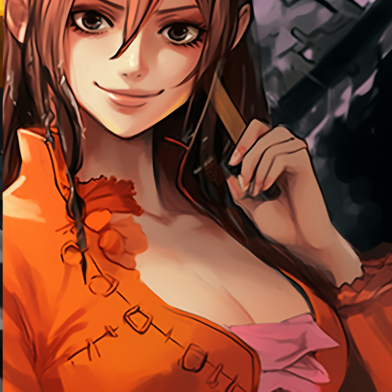 Two characters in pirate costumes and Halloween makeup, rich oranges and deep blacks. inspirational one piece pfps for halloween pfp for discord.