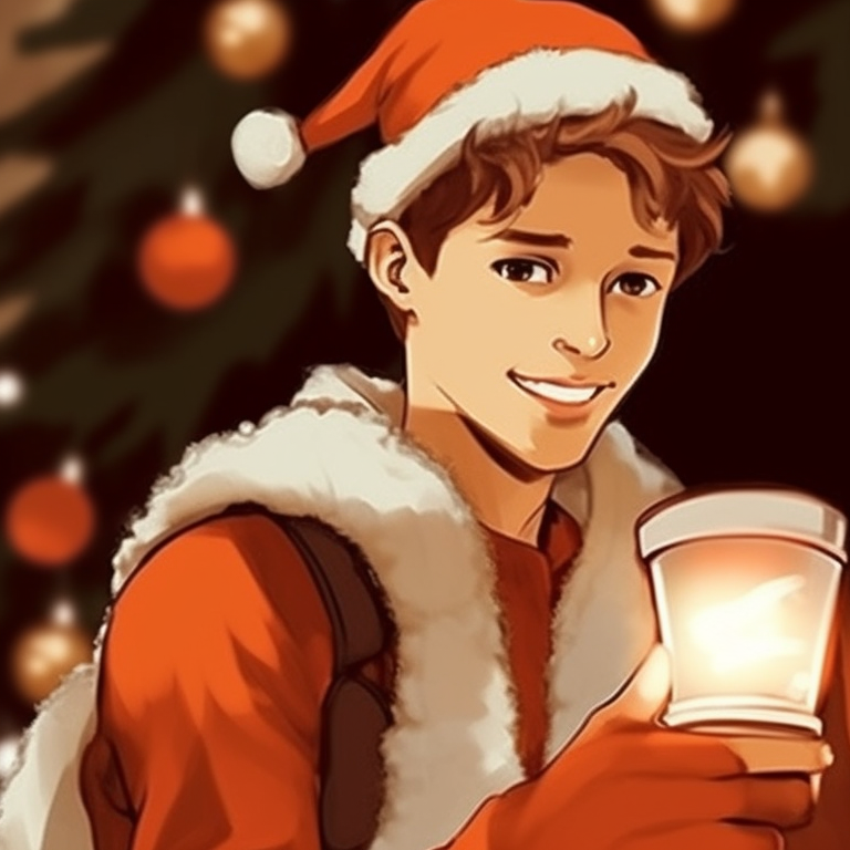 Two characters bundled in winter wear, ambiance of a frosty morning with pastel colors. hipster matching preppy christmas pfp pfp for discord.