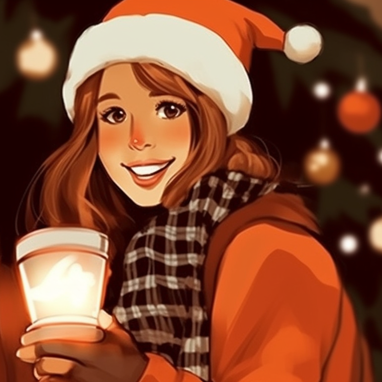 Two characters bundled in winter wear, ambiance of a frosty morning with pastel colors. hipster matching preppy christmas pfp pfp for discord.