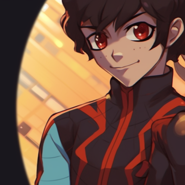 Miles and Gwen in mid-air, kinetic lines and bright, bold colors. significance of miles and gwen matching pfp pfp for discord.