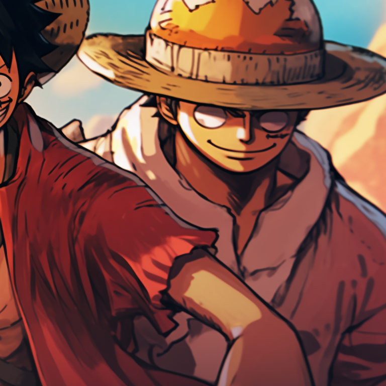 Two characters dressed up as jesters, vibrant colors and cheeky expressions. one piece matching pfp vibes pfp for discord.