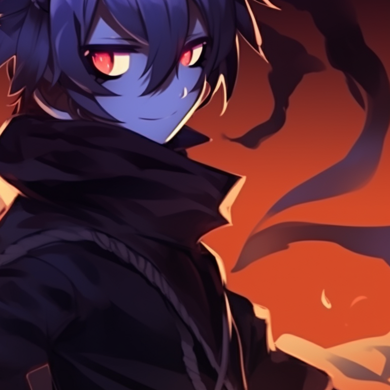 Two characters wearing skull masks, detailed patterns and dark hues. halloween themed pfp for pairs pfp for discord.