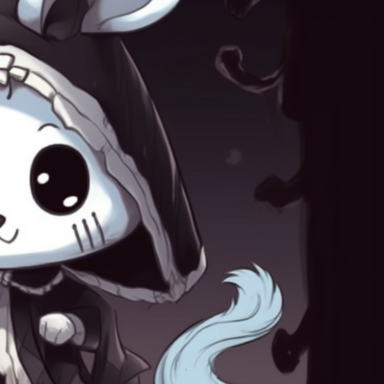 Two characters portrayed as nocturnal animals featuring Halloween motifs, a combination of stark and muted color palettes. unique halloween theme animal pfps pfp for discord.