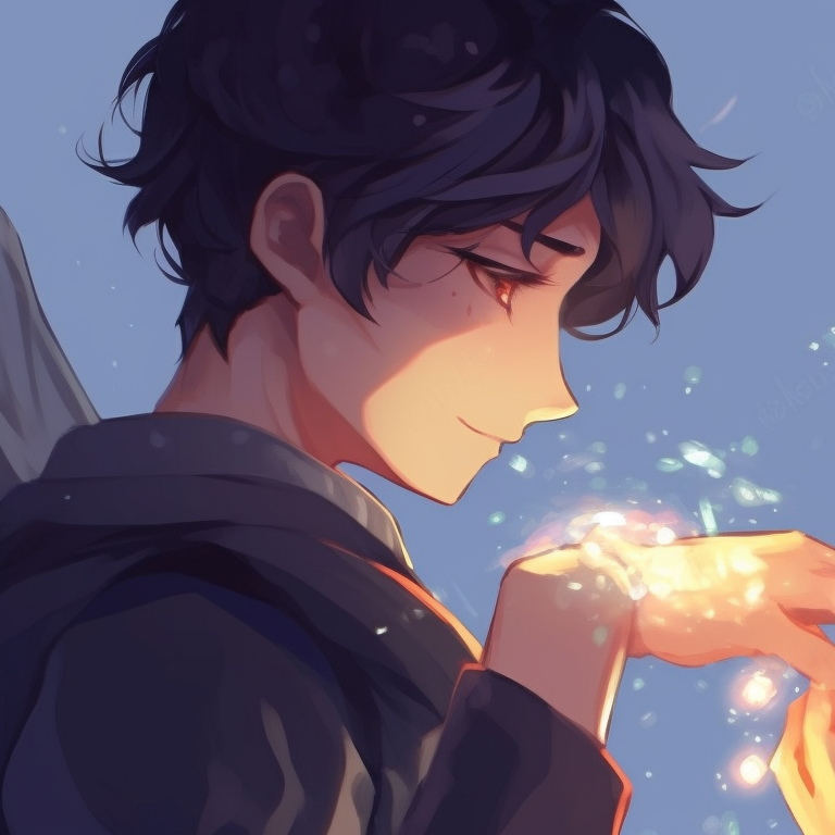 Two characters intimately gazing at each other, cherry blossom setting and warm colors. romantic couple match pfp pfp for discord.