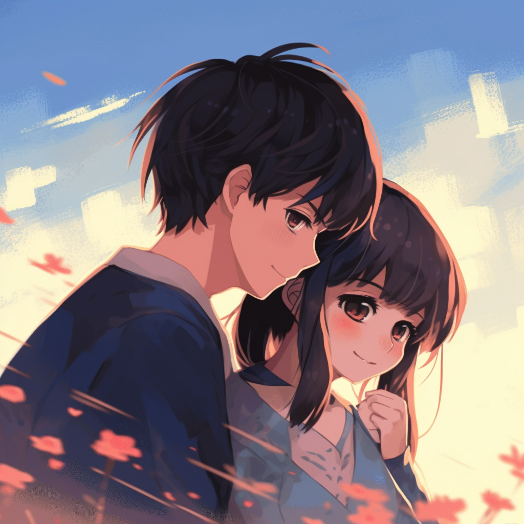 A scene from the animated film Kimi no Na wa featuring Taki and Mitsuha. Soft colors, detailed background, and traditional art style. couple anime for matching pfp aesthetics pfp for discord.