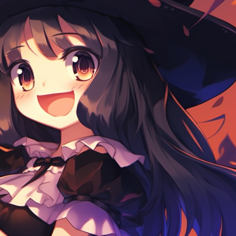 Two characters in witch and wizard costumes, vibrant colors, sitting on a broom. charming halloween themed best friend matching pfp - spooky duo pfp for discord.