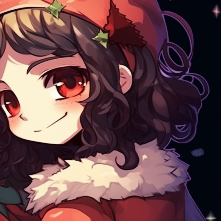 Two Demon Slayer characters under mistletoe, festive colors, and soft shading. matching christmas demon slayer pfp outfits pfp for discord.