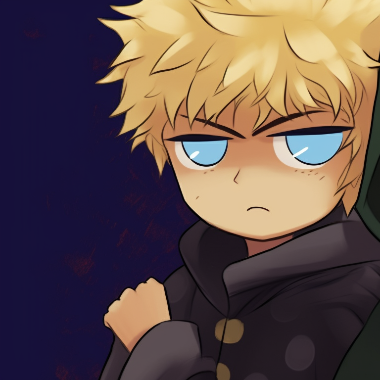 Tweek and Craig side-by-side, intricate patterns and dark hues. south park tweek and craig spooky theme pfp for discord.