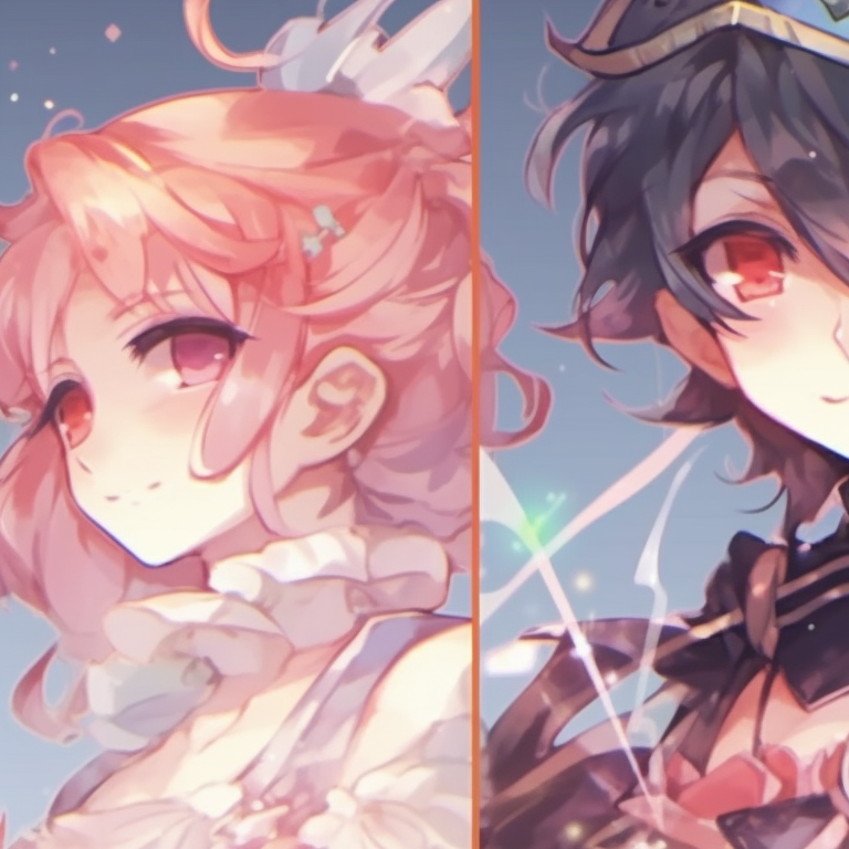 Three characters, dressed in magical attire, soft pastel colors and sparkles. epic matching trio pfp concepts pfp for discord.