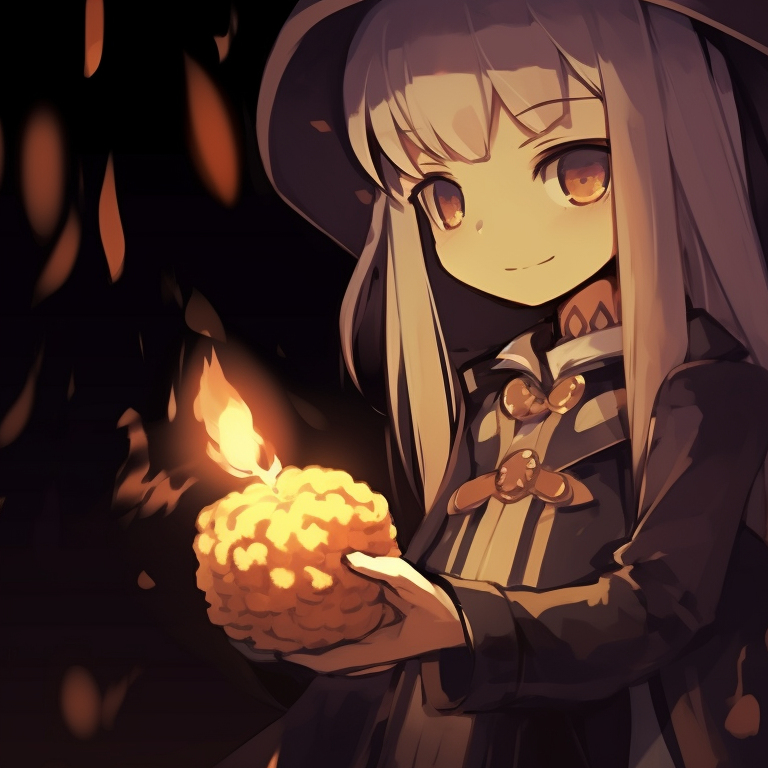 Two characters in matching Halloween cloaks, striking a pose, against a backdrop of flickering candle flames spy x family halloween themed pfp collection pfp for discord.