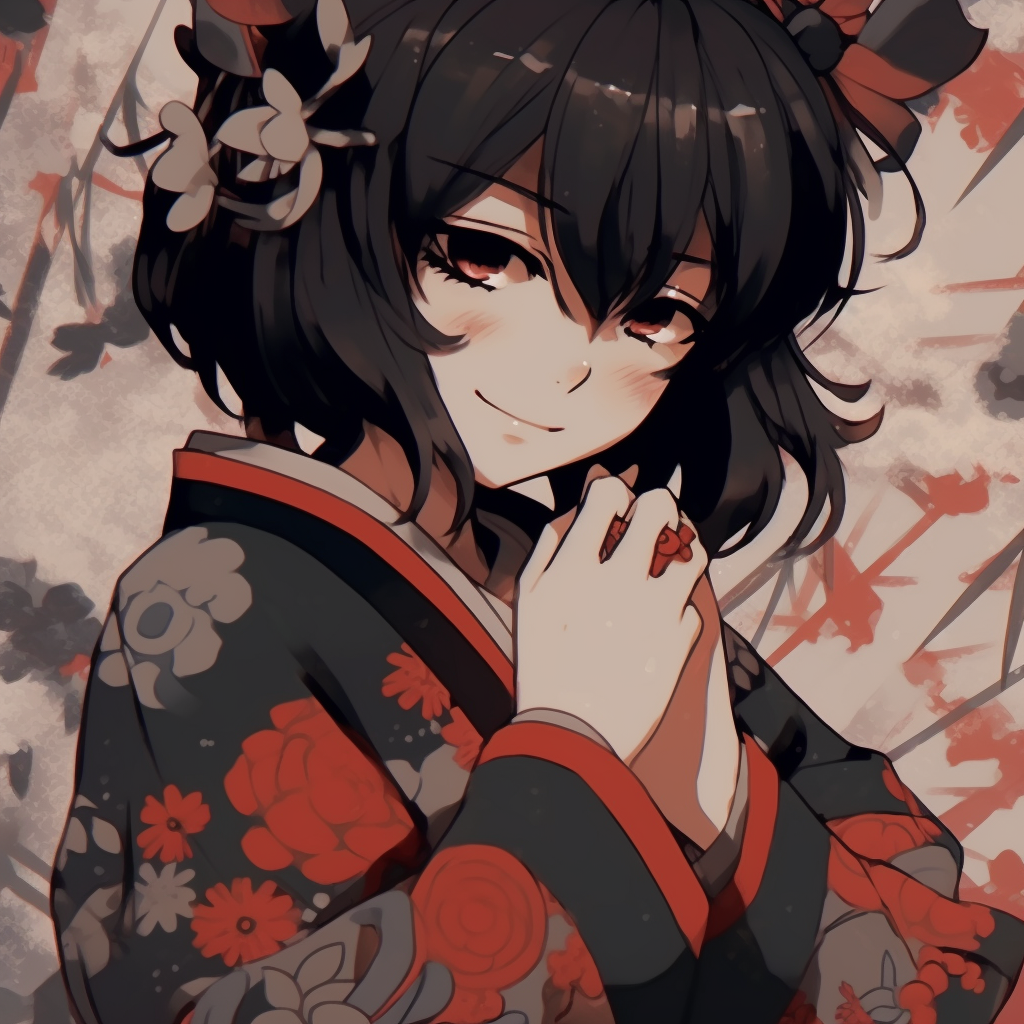 Anime girl under a cherry blossom tree, bright pink blossoms against a soft blue sky. anime pfp aesthetic girl concepts