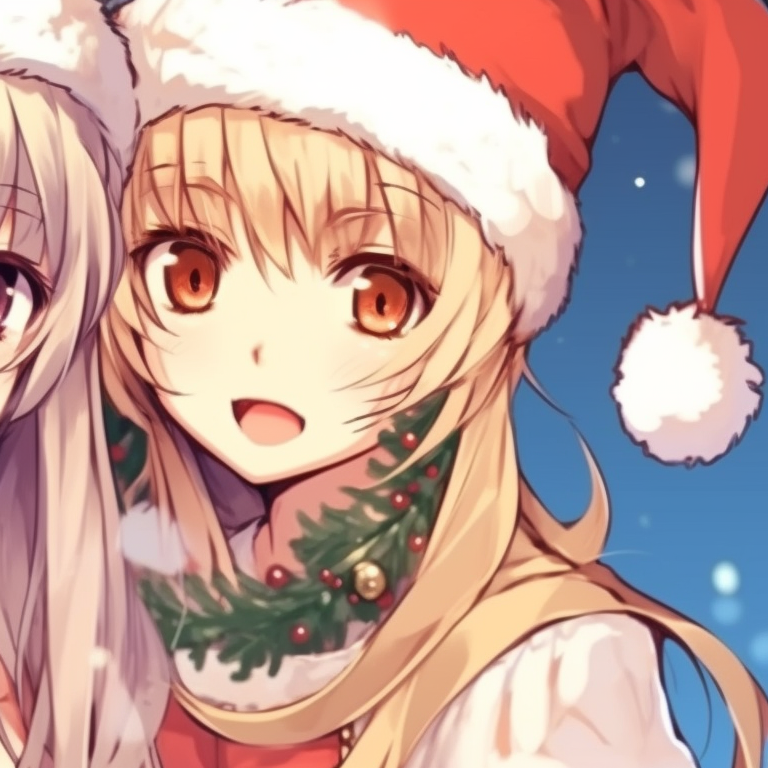 Two characters searching for Christmas presents, vibrant colors and festive mood. creative matching discord christmas pfp options pfp for discord.