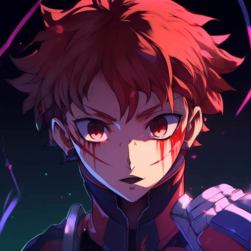 Detail shot focusing on Evangelion's face, impressive linework and vivid colors. vibrant high quality anime pfp choices