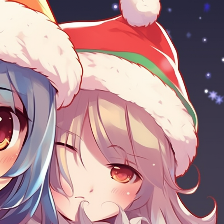 Two characters holding oversized candy canes, high energy dynamic lines, and stylized contours. matching cute christmas pfp for girls pfp for discord.