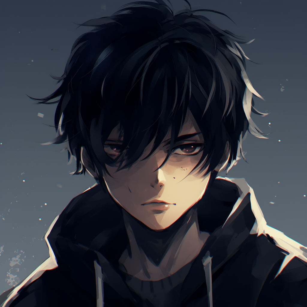 Side profile of an anime guy, exuding poise and confidence with crisp outlines and saturated colors. anime guy pfp styles