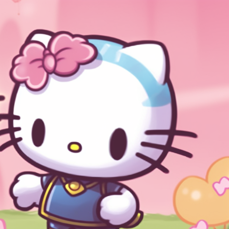 Two Hello Kitty characters in playful positions, brightly colored with soft shading. creative matching hello kitty pfp pfp for discord.
