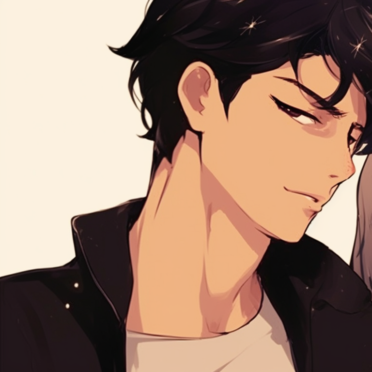 Two characters, bold outlines, maintaining unbroken eye contact. endearing matching couple pfp pfp for discord.