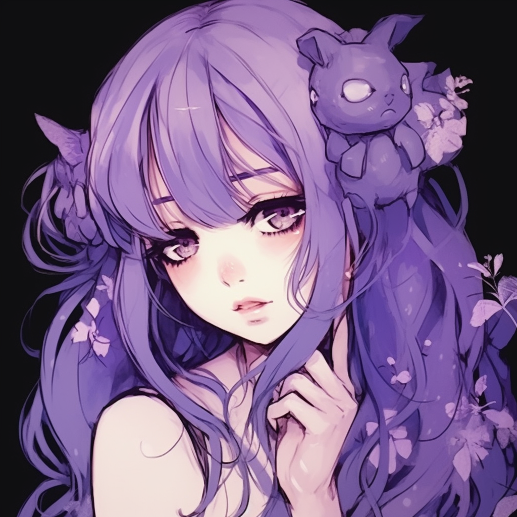 This profile showcases a warrior character with stunning violet eyes. The image is captured with a dynamic pose, where substantial shading details have been used to highlight her muscle tone. anime purple pfp masterpieces pfp for discord.