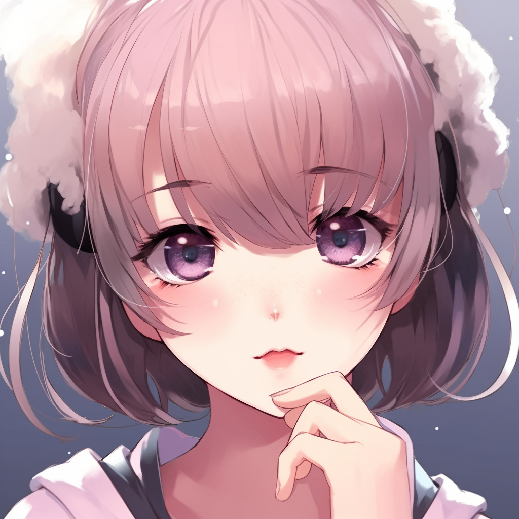 Bubbly anime character with big sparkling eyes, bright colors and happy expression. 512x512 anime pfp cute style