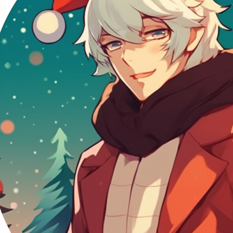 Two characters sitting side-by-side, their vintage inspirations seen in their clothes, surrounded by a festive atmosphere. matching retro aesthetic cartoon pfp christmas vibes pfp for discord.