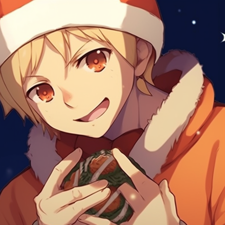 Naruto and Kakashi in matching Christmas sweaters, both making hand signs. stylish naruto pfp for christmas matching pfp for discord.