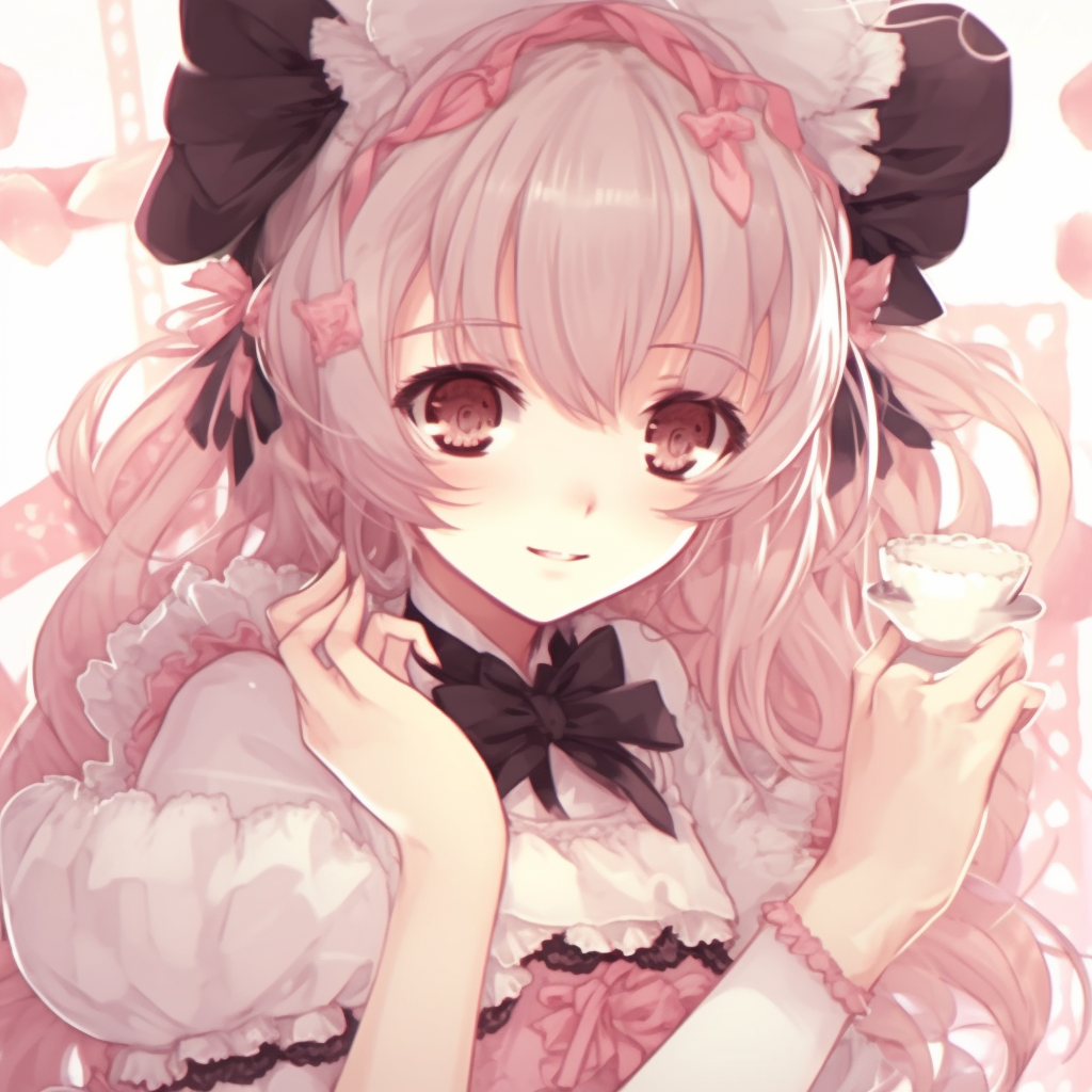 A playful kawaii schoolgirl showcasing a school uniform with soft lines and lush color mix. dramatic kawaii anime pfp