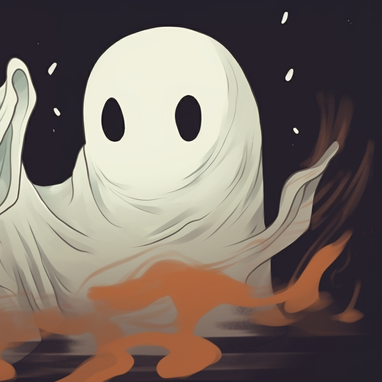 Two ageless specters, stark lighting highlighting their translucent forms. spooky matching ghost pfp halloween theme styles pfp for discord.